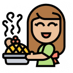 An icon of a girl cooking a pie