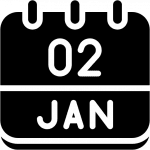 An icon portraying the 2nd January on a calendar