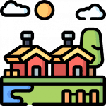 An icon depicting similar houses in an area