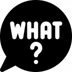 An icon speech bubble that asks "What?"